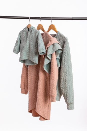 Set hanorace mama, tata si baietel - powder mint