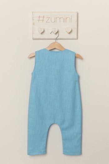 Salopeta din in cu buzunar Pastel